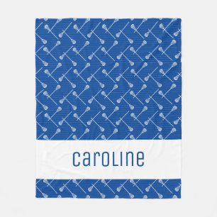 Royal Blue Lacrosse White Sticks Gemustert Fleecedecke