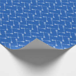 Royal Blue Lacrosse White Sticks Gemustert Geschenkpapier