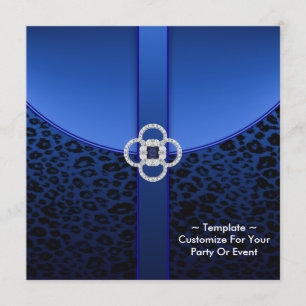 Royal Blue Leopard Party Einladung