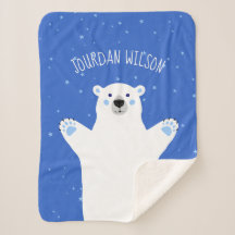 Royal Blue Light Gray Polar Bear Baby
