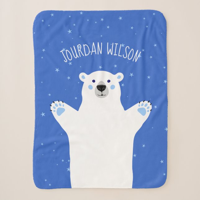 Royal Blue Light Gray Polar Bear Baby Sherpadecke (Vorderseite)