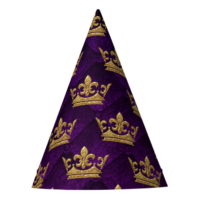 Royal Blue & Lila Crown Prince Birthday Party Partyhütchen (Vorderseite)