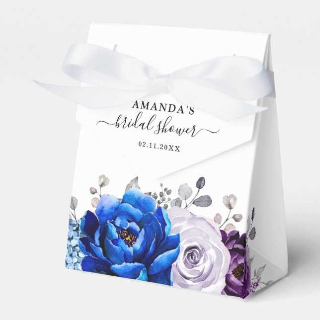 Royal Blue Lila Navy Lilac Blooms Brautparty Geschenkschachtel (Vorderseite)