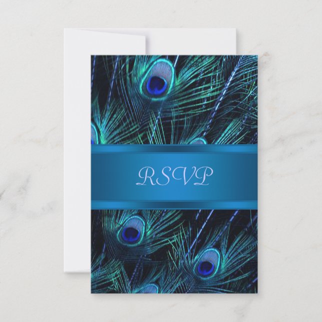 Royal Blue Lila Peacock Wedding RSVP Cards (Vorderseite)