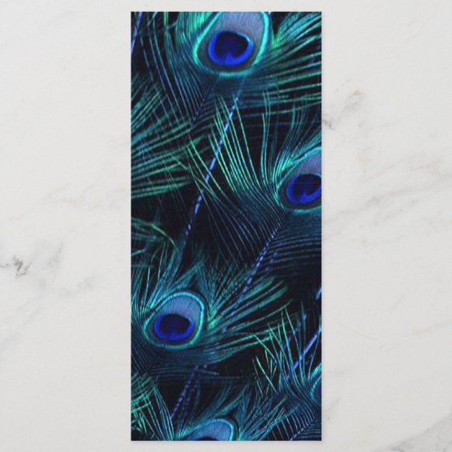 Royal Blue Lila Peacock Weddingprogramme Programm (Vorderseite)