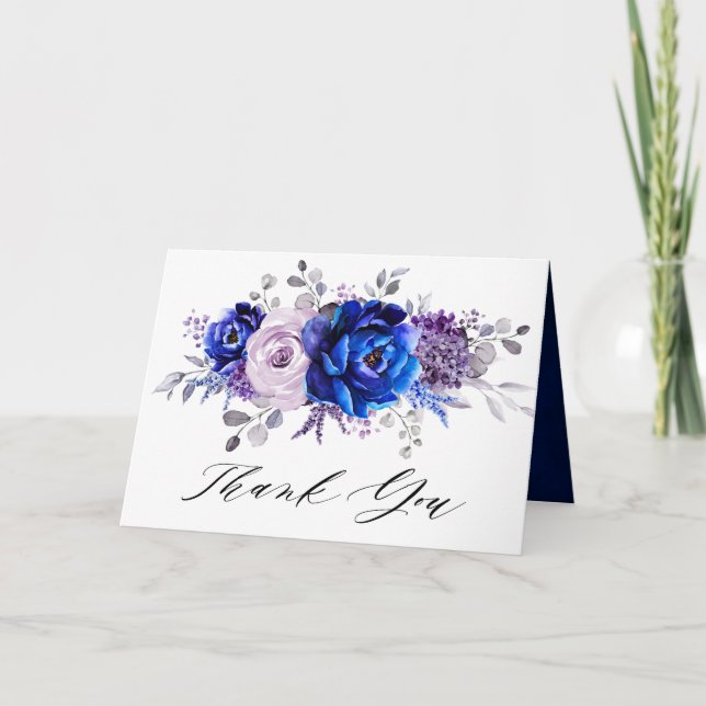 Royal Blue Lilac Lila Brautparty Vielen Dank Dankeskarte (Vorderseite)