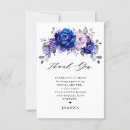 Royal Blue Lilac Lila Floral Brautparty Dankeskarte