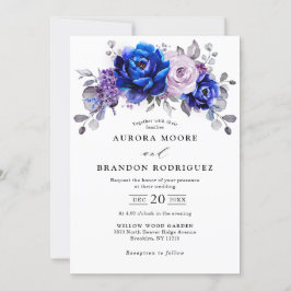 Royal Blue Lilac Lila Floral Wedding Einladung