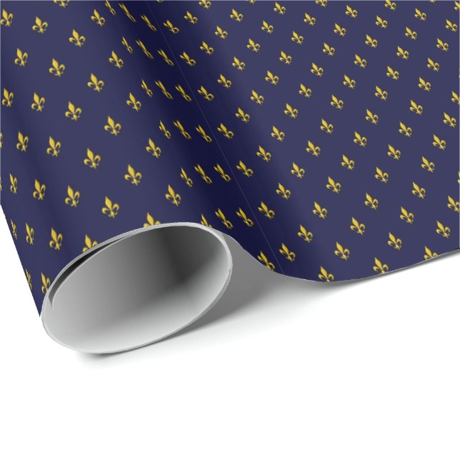 Royal Blue Lilie Pattern Geschenkpapier (Rolleneckpunkt)