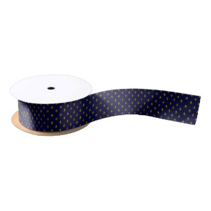 Royal Blue Lilie Pattern Satinband