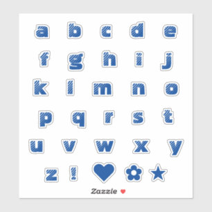 Royal Blue Lower Case Text Letters Alphabet Heart Aufkleber