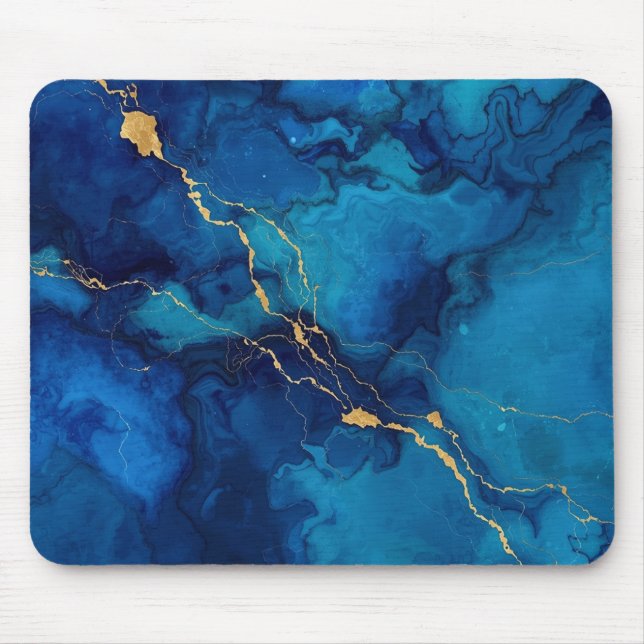 Royal Blue Marble Gold Accent Mousepad (Vorne)