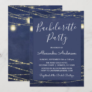 Royal Blue Mason Jars Bachelorette Night Out Party Einladung