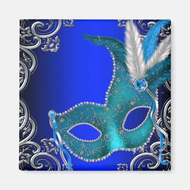 Royal Blue Masquerade Party Magnet (Vorne)