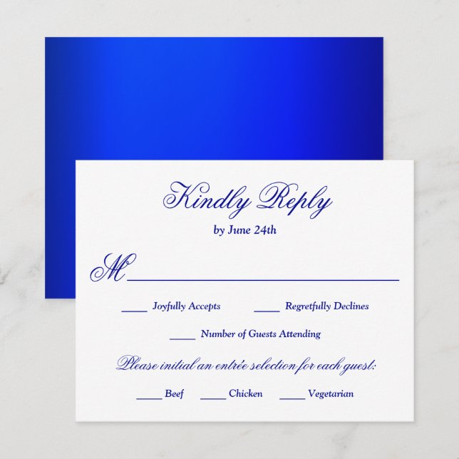 Royal Blue Meal Selection RSVP Karte (Vorne/Hinten)