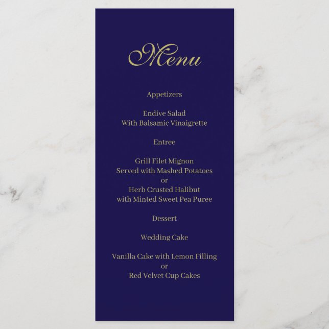 Royal Blue Menu Menükarte (Vorderseite)