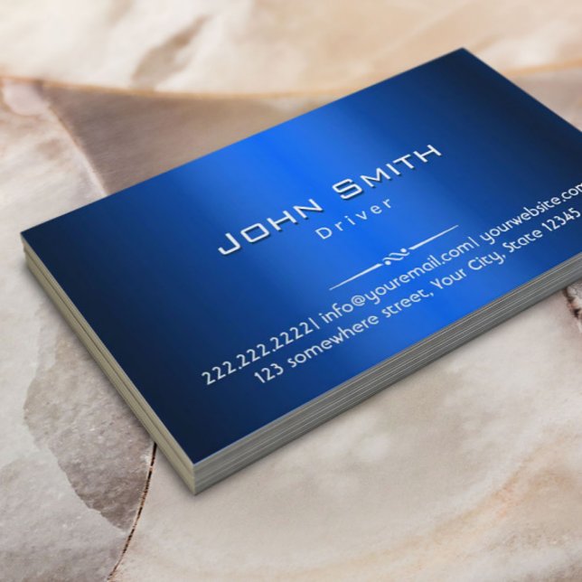 Royal Blue Metal Driver Business Card Visitenkarte (Von Creator hochgeladen)