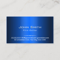 Royal Blue Metal Film Editor Carte de visite