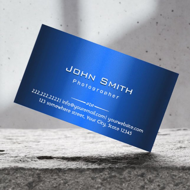 Royal Blue Metal Fotograf Business Card Visitenkarte (Von Creator hochgeladen)