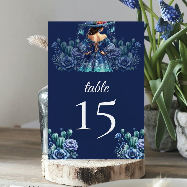 Royal Blue Mexican Style Quinceñera Tischnummer (Von Creator hochgeladen)