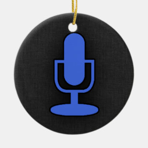 Royal Blue Microphone Keramik Ornament