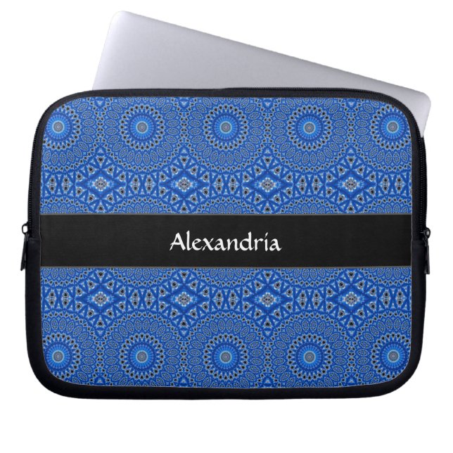 Royal Blue Mit Monogramm Tropical Pattern Laptopschutzhülle (Vorderseite)