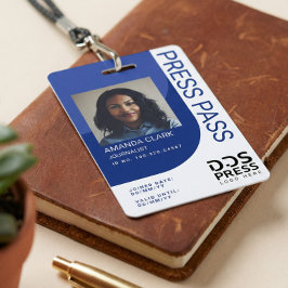 Royal Blue Modern & Minimal Press Pass Foto ID Ausweis