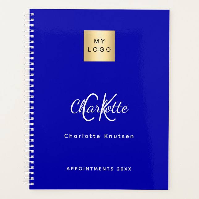 Royal Blue Monogram Business Logo 2025 Planer (Vorderseite)