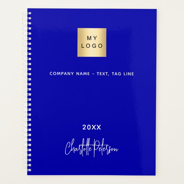Royal Blue Monogram Business Logo 2026 Planer (Vorderseite)