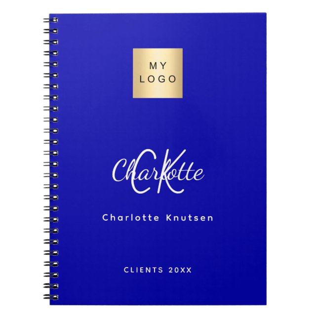 Royal Blue Monogram Business Logo Notizblock (Vorderseite)