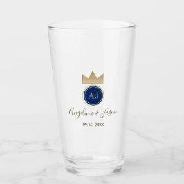 Royal Blue Monogram Wedding Glas