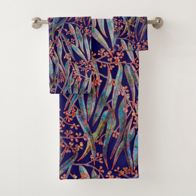 Royal Blue Mystical Eucalyptus Badhandtuch Set (Insitu)