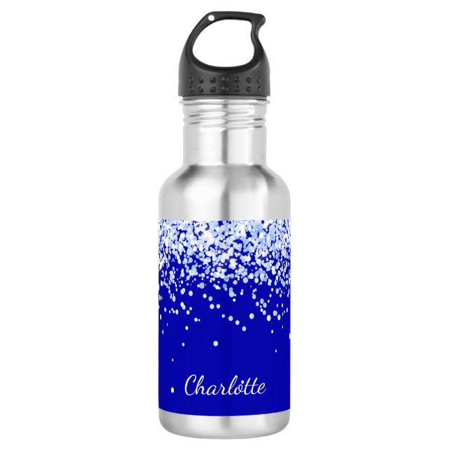 Royal Blue Name Script Edelstahlflasche (Vorderseite)
