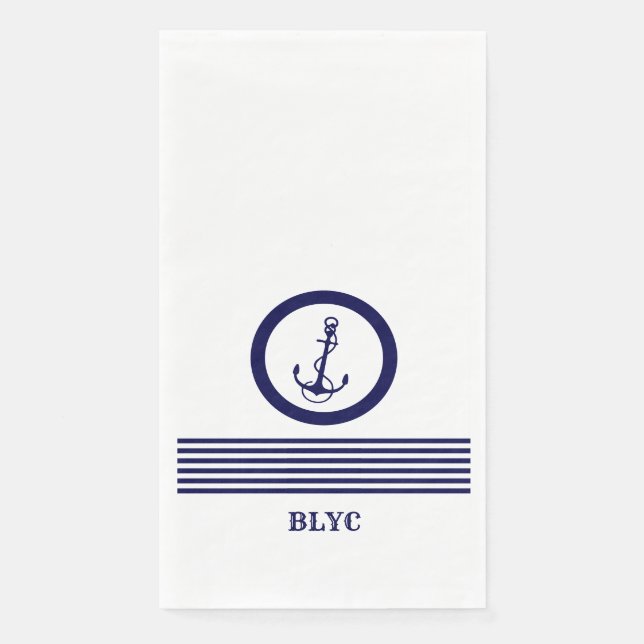 Royal Blue nauboat anker und streifen Serviette (Vorderseite)
