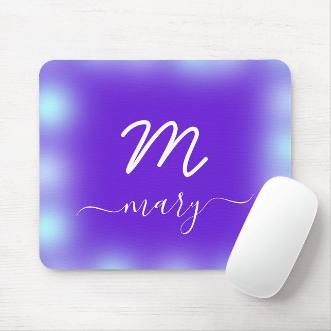 Royal Blue Navy Name Monogram Cobalt Indygo Mousepad (Mit Mouse)