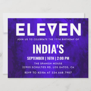 Royal Blue Neon 11. Geburtstag Einladung