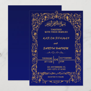 Royal Blue Nikah Faire-part de mariage musulman is