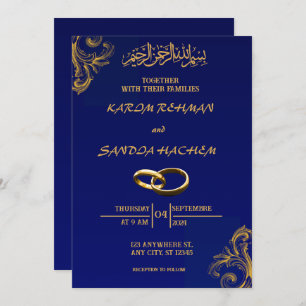 Royal Blue Nikah Faire-part de mariage musulman is