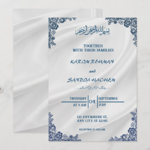 Royal Blue Nikah Faire-part de mariage musulman is