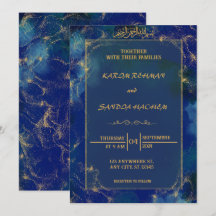 Royal Blue Nikah Islamische Hochzeitseinladung