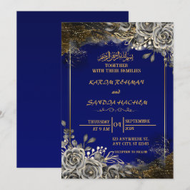 Royal Blue Nikah Islamische Hochzeitseinladung Einladung