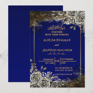 Royal Blue Nikah Islamische Hochzeitseinladung Einladung