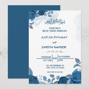 Royal Blue Nikah Islamische Hochzeitseinladung Einladung
