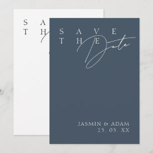 Royal Blue Opulence Modern Typografy Wedding Save The Date