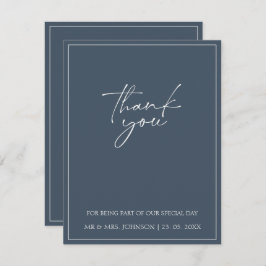 Royal Blue Opulence Script Typografy Wedding Dankeskarte