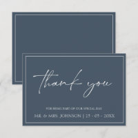 Royal Blue Opulence Script Wedding Danke Card