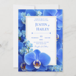 Royal Blue Orchid Modern Tropical Wedding Einladung