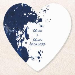 Royal Blue Paint Spritzer Heart Shaped Untersetzer