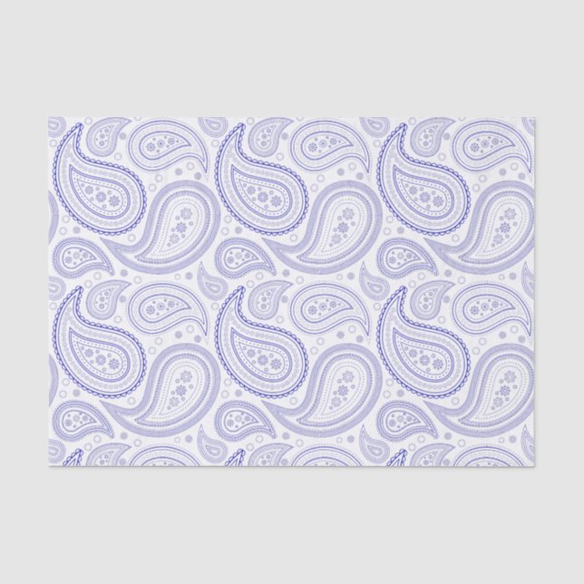 Royal Blue Paisley Pattern auf Weißzettel Seidenpapier (Vorderseite)