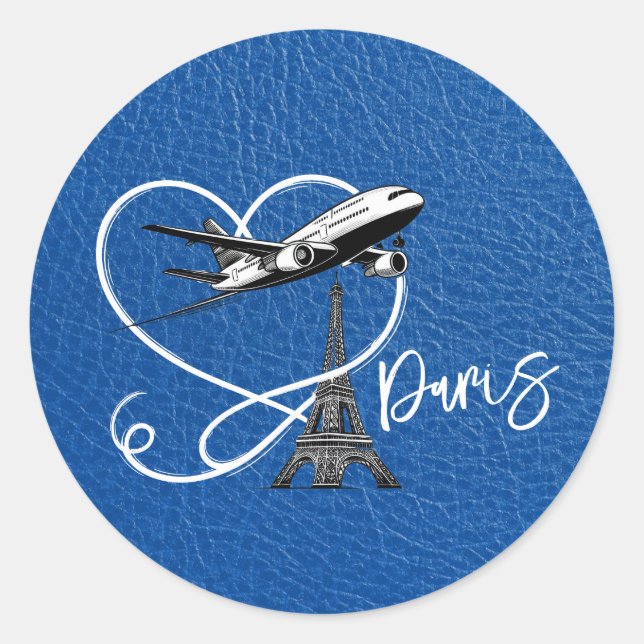 Royal Blue Paris Passport Runder Aufkleber (Vorderseite)